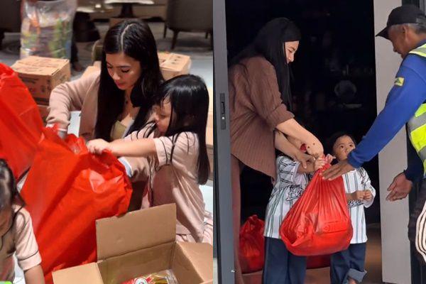 7 Potret Felicya Angelista Berbagi Sembako untuk Petugas Kebersihan