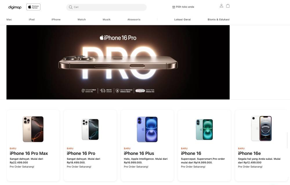harga iPhone 16 series di situs resmi Digimap