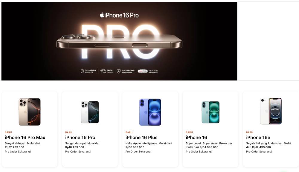harga pre-order iPhone 16 series di Digimap (digimap.co.id)