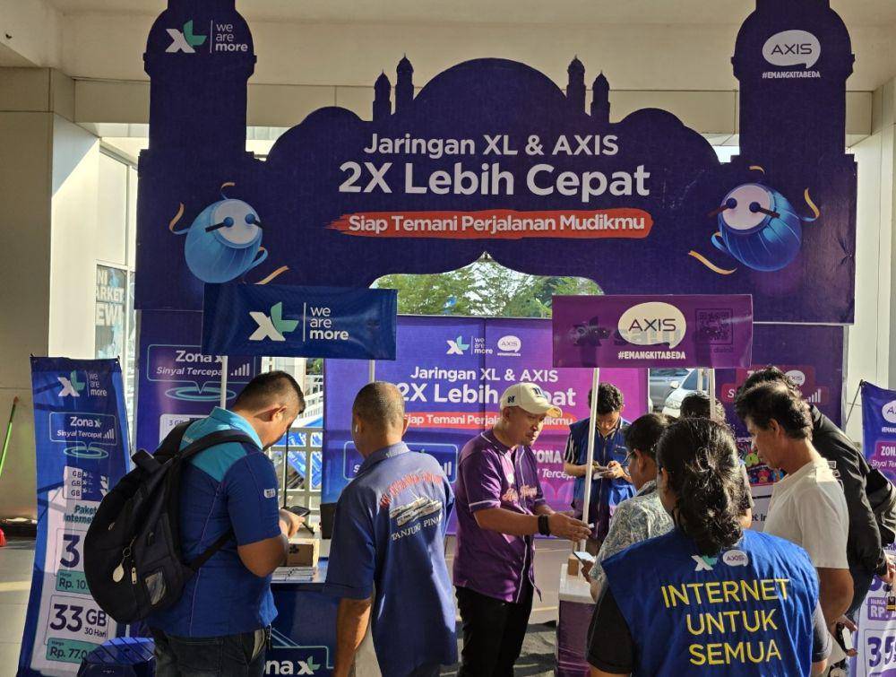 XL Axiata juga menyediakan posko mudik di Pelabuhan Bakauheni Lampung Selatan beroperasi sejak 22 Maret 2025. (Dok. XL Axiata).