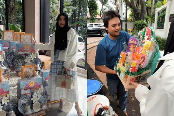 Potret Shandy Purnamasari Berbagi Hampers dan THR ke Pedagang Kaki Lima
