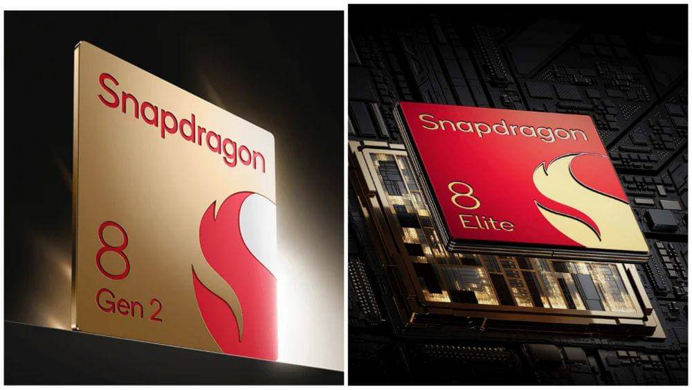 ilustrasi prosesor Qualcomm Snapdragon 8 Gen 2 (kiri) dan Qualcomm Snapdragon 8 Elite (po.co)