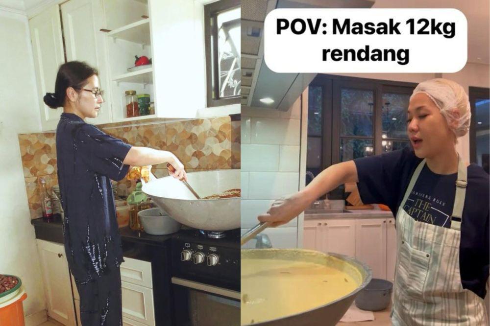 7 Potret Artis Masak Besar Jelang Lebaran 2025, BCL Olah 12 kg Rendang