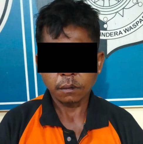 DM (41) warga Kampung Sulusuban Kecamatan Seputih Agung, Lampung Tengah ditangkap Tekab 308 Presisi Polsek Padang Ratu. (Dok. Polres Lamteng).