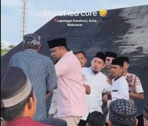 Viral, Kericuhan Warnai Salat Idul Fitri di Lapangan Karebosi Makassar
