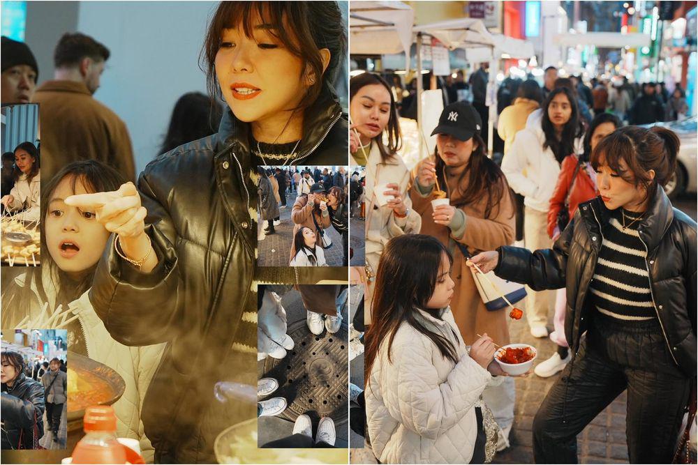 10 Potret Gisel dan Gempi Kulineran di Myeongdong, Seoul