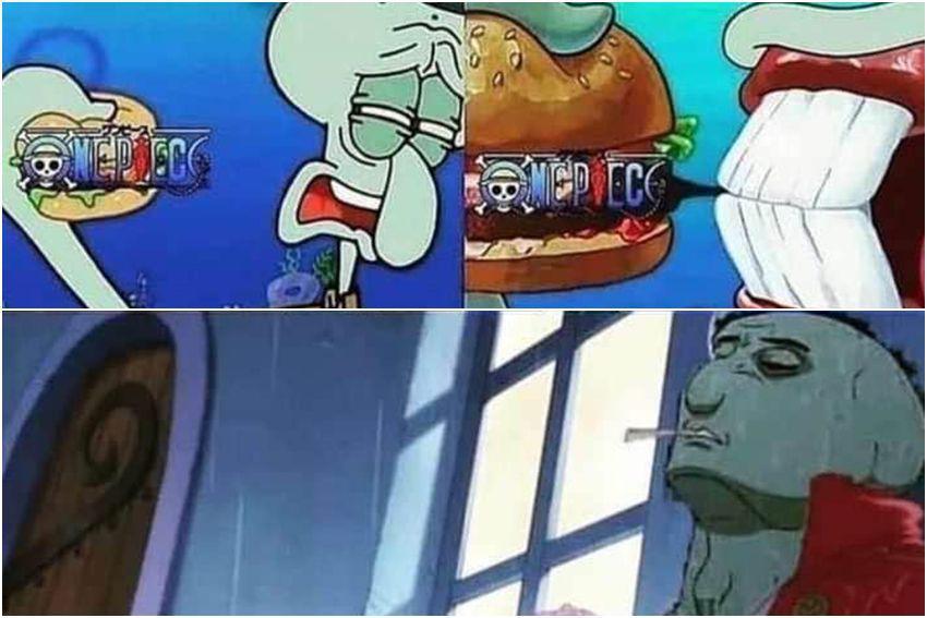 7 Meme SpongeBob tentang Anime, Nonton One Piece Bikin Ketagihan?