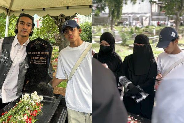 Potret Umi Pipik Ziarah ke Makam Uje di Hari Lebaran 2025