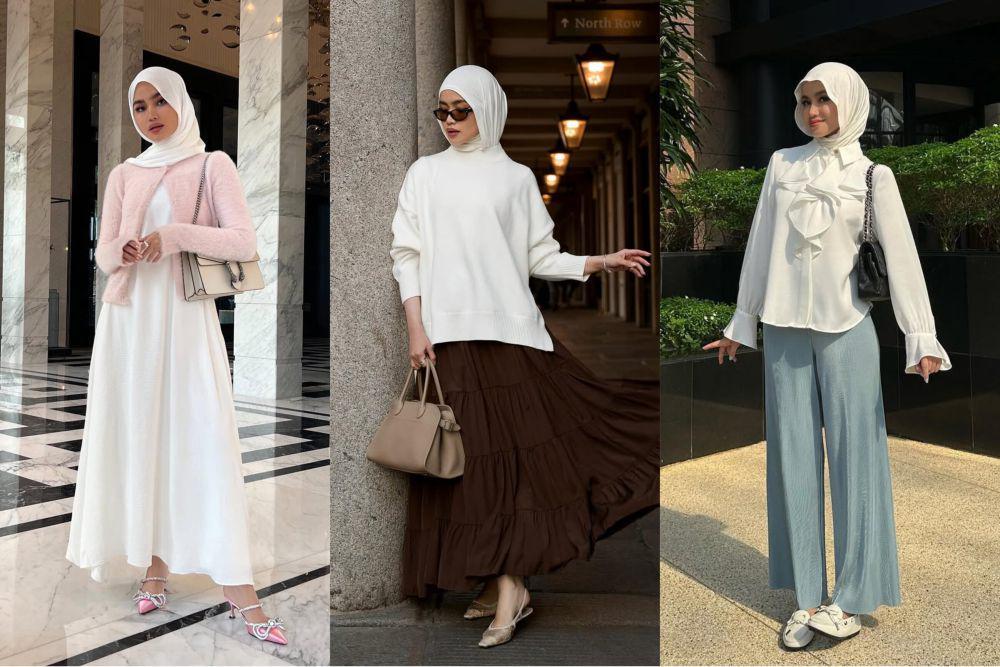 inspirasi OOTD hijab nuansa putih ala Sashfir (instagram.com/sashfir)