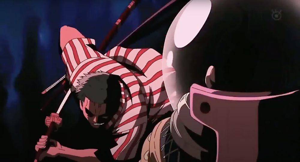 Zoro hampir menyerang Saint Charlos (dok. Toei Animation/One Piece)