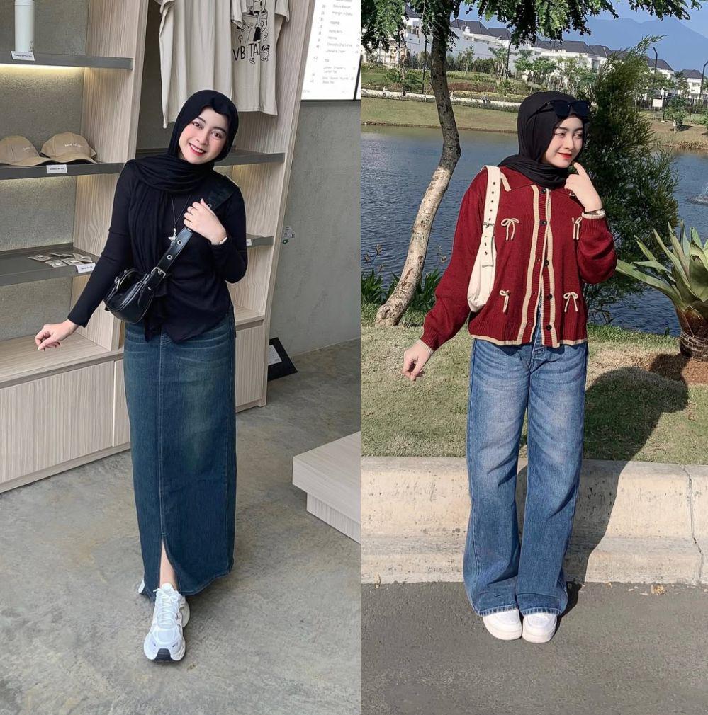 7 Gaya OOTD Denim ala Ega Shalsa, Pancarkan Look Playful