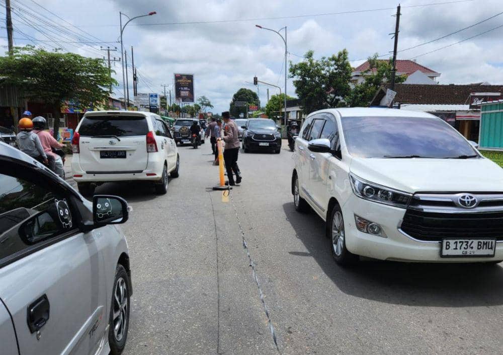 Kondisi terkini arus lalu lintas di Kabupaten Lampung Tengah saat arus balik lebaran. (Dok. Polres Lamteng).