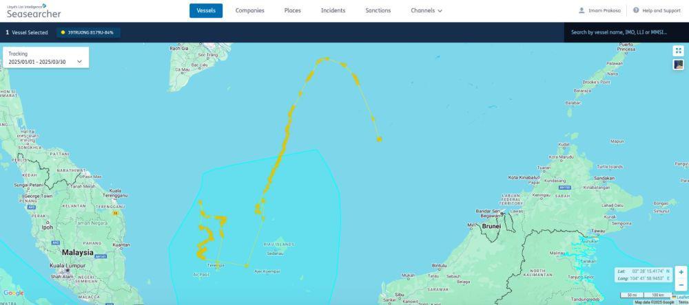 Tangkapan layar olah gerak KIA Vietnam di laut Anambas (Dok: IOJI)