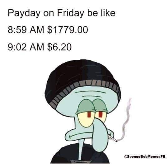 meme SpongeBob tentang gajian (reddit.com/user/ascherialp)