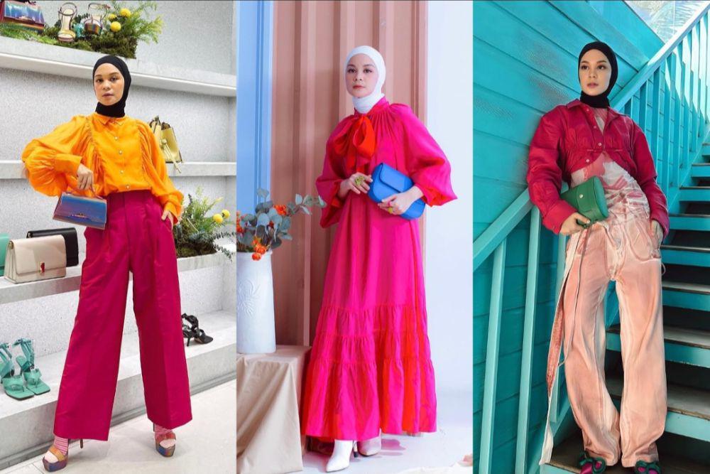 8 OOTD Hijab Nuansa Fuchsia ala Tantri Namirah, Tabrak Warna!
