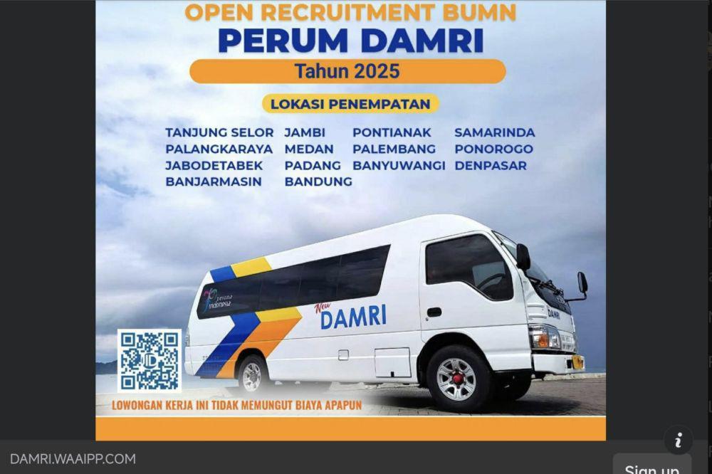 Unggahan terkait penipuan lowongan kerja Perum DAMRI (Tangkapan Layar Facebook)