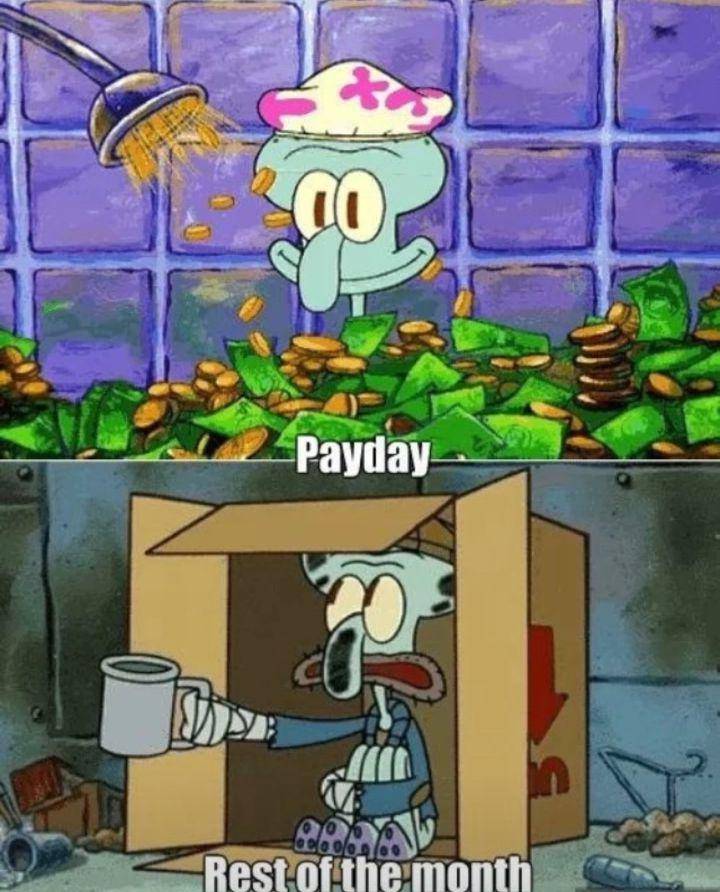 meme SpongeBob tentang gajian (reddit.com/r/BikiniBottomTwitter)