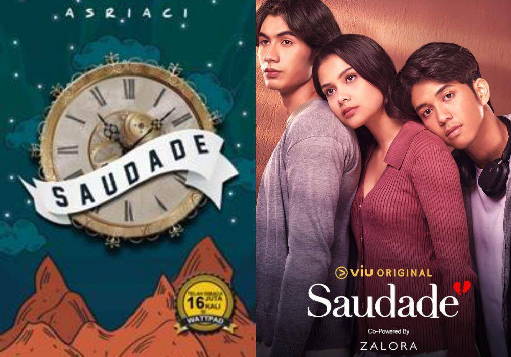 kolase sampul novel dan poster series Saudade (goodreads.com | instagram.com/viuindonesia)