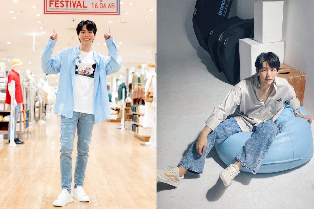 7 Inspirasi Styling Blue Jeans ala Aktor Up Poompat, Elevated Basic!