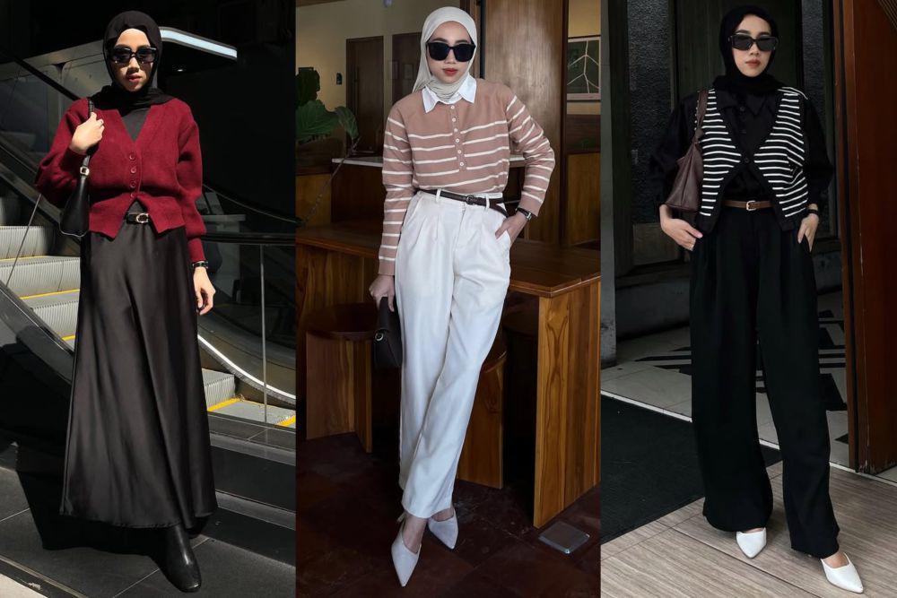 potret ide OOTD kasual hijab serba sweater ala Dela Ayu (instagram.com/delaaayuu)