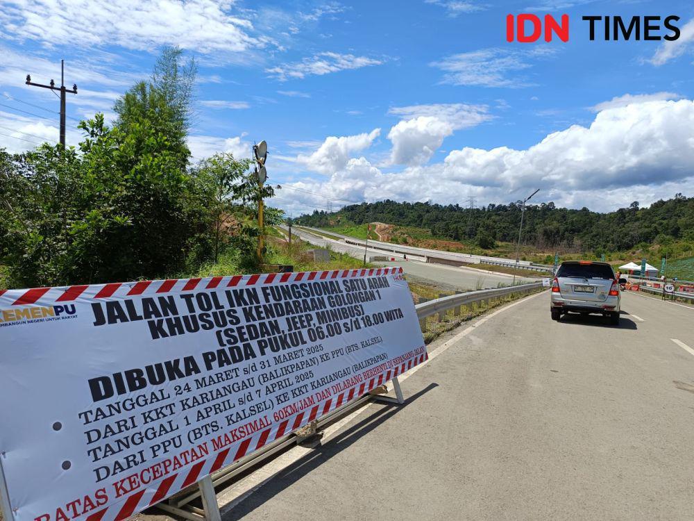 BBPJN Kaltim mencatat, rerata harian kendaran yang melintas pada periode arus balik di Jalan Tol Balikpapan-IKN mencapai 2.000 kendaraan per hari. (IDN Times/Erik Alfian)