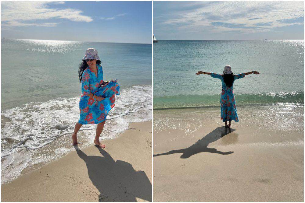 7 Pesona Marcella Zalianty saat di Cottesloe Beach, Australia