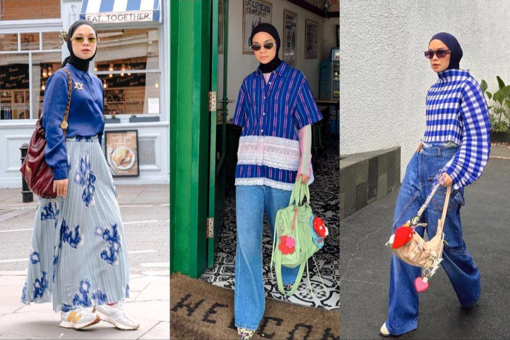 7 OOTD Hijab Nuansa Navy ala Tantri Namirah, Standout Abis!