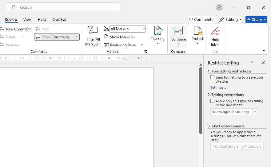cara mengubah setelan Restrict Editing (dok. pribadi/Diyah Esti Cahyo Pertiwi)