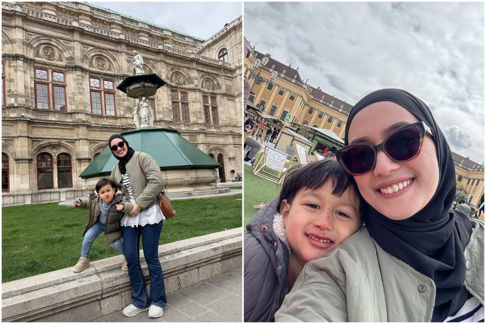 10 Potret Mega Iskanti ke Austria, Anak Jatuh ke Aspal!