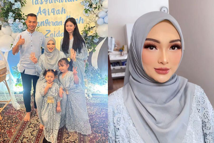 7 Gaya Zaskia Gotik di Tasyakuran Akikah Anak Ketiga, Serba Biru!