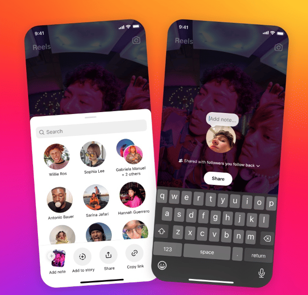 fitur "Add Note" di postingan atau reels Instagram