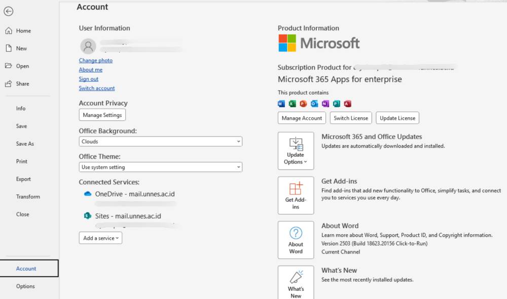 cara mengecek status lisensi Microsoft Office (dok. pribadi/Diyah Esti Cahyo Pertiwi)