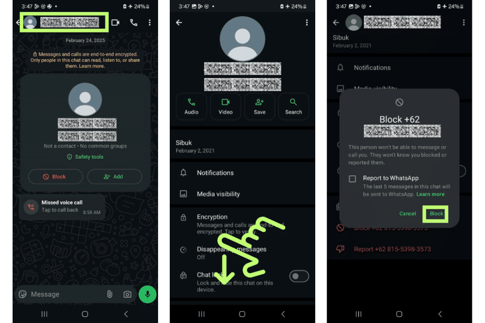 Blokir panggilan WhatsApp di Android (dok. Pribadi/Ahmad Khoirul Anam)