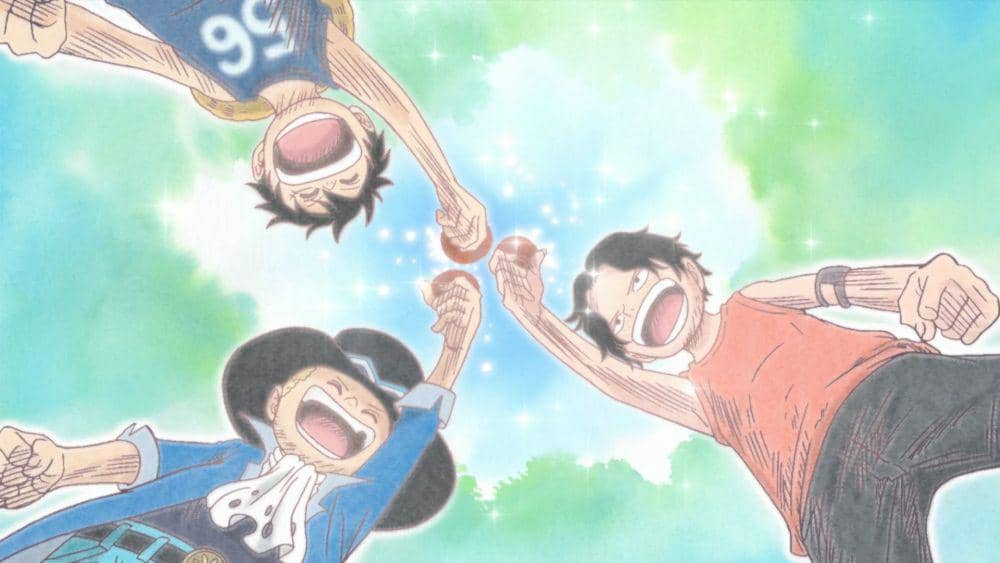 Ace, Sabo, dan Luffy (dok. Toei Animation/One Piece)