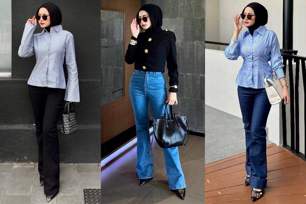 potret ide OOTD kasual serba flare pants ala Rossidatul Umami (instagram.com/rossidatul.umami)