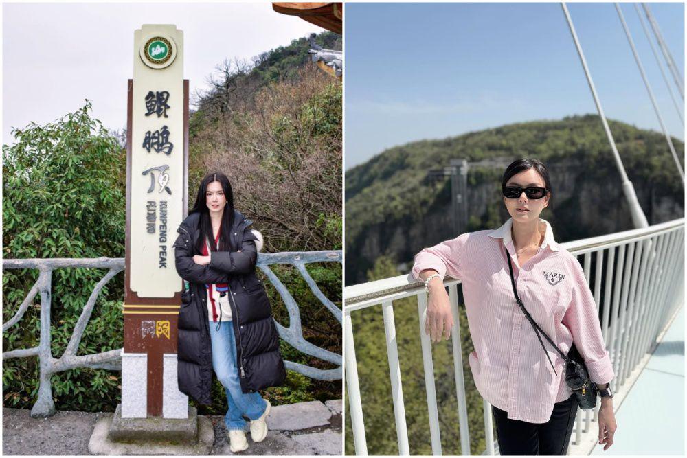 10 Potret Nita Gunawan Menikmati Wisata Alam China, Terpesona!