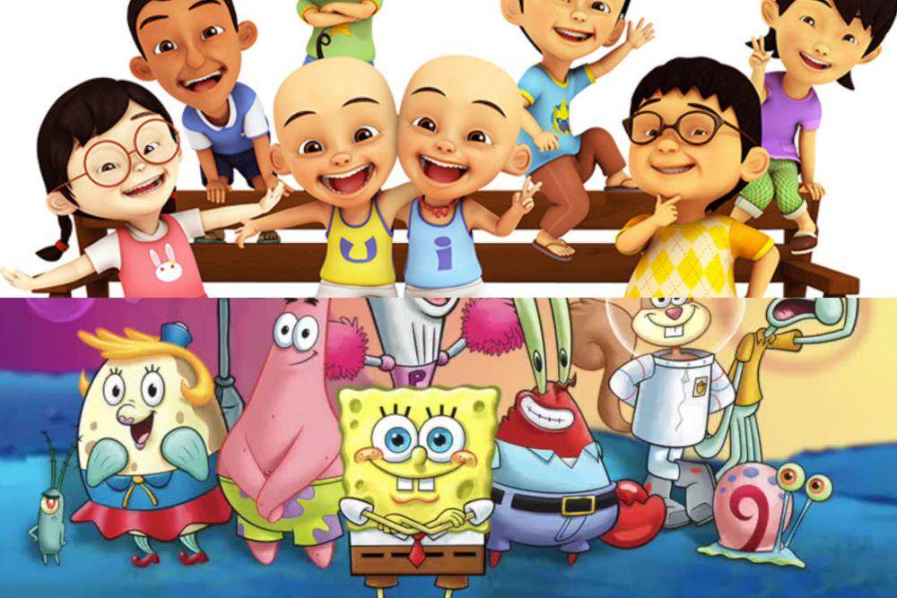 Karakter di serial Upin & Ipin yang mirip tokoh di kartun SpongeBob (lescopaque.com | dok. Nickelodeon/SpongeBob SquarePants)