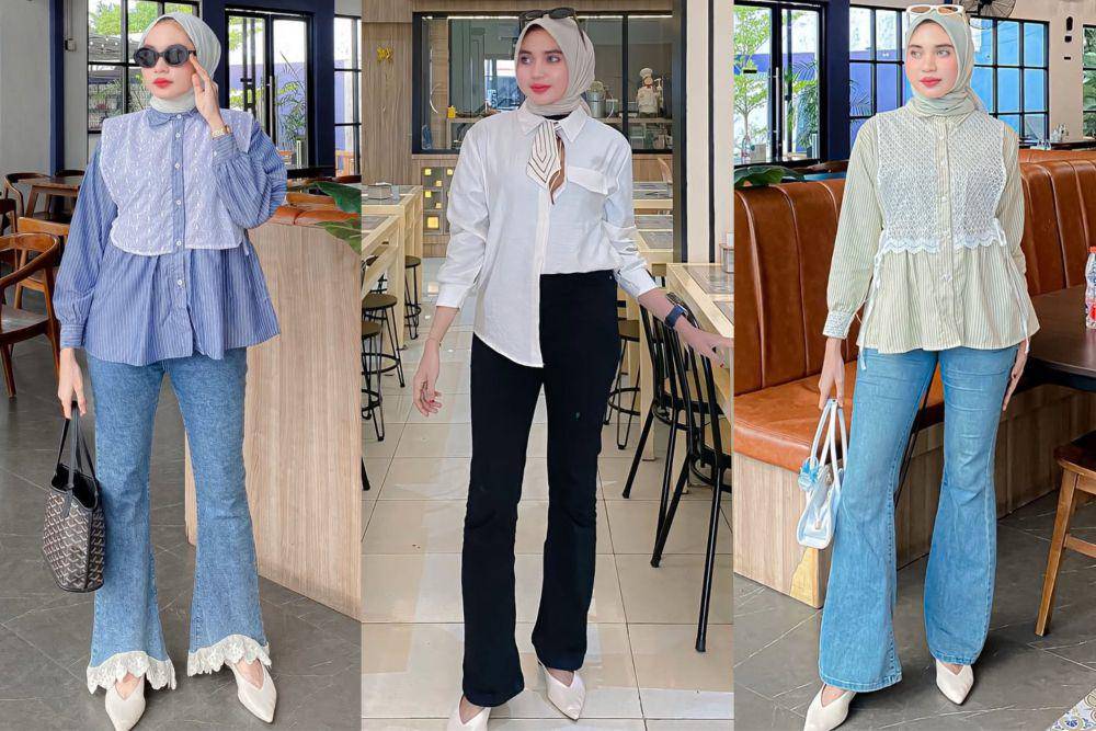 potret ide OOTD kasual serba flare jeans ala Azura Salsabila (instagram.com/azura.salsabila)