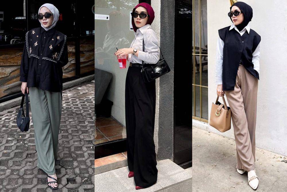 potret ide OOTD hijab nuansa gelap yang playful ala Dina Silvia (instagram.com/dna.slvia)