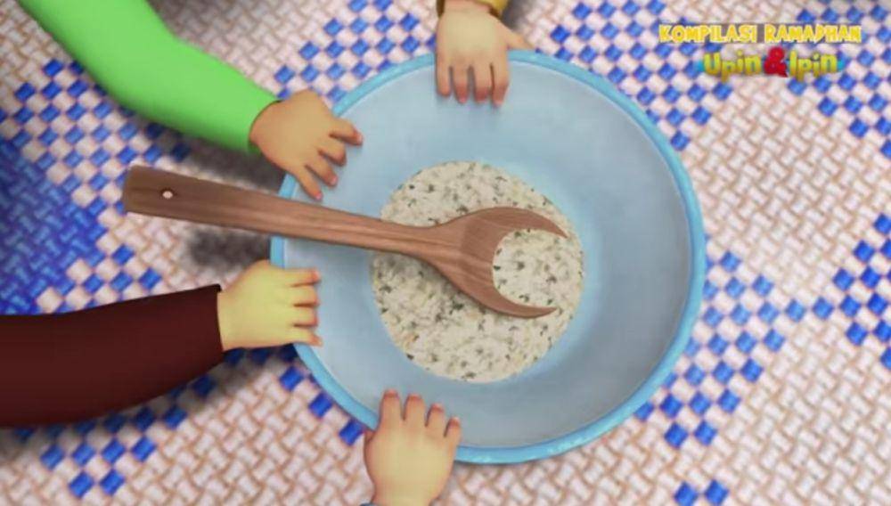 bubur lambuk di serial Upin dan Ipin (youtube.com/Les' Copaque Production)