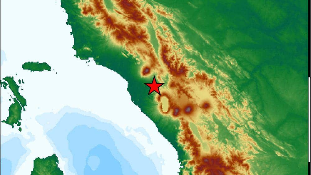 Titik episentrum gempa di Sumatra Barat (Foto: BMKG)