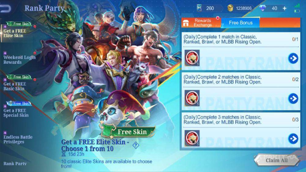 event Rank Party berhadiah Elite Skin (dok. Moonton/Mobile Legends: Bang Bang)