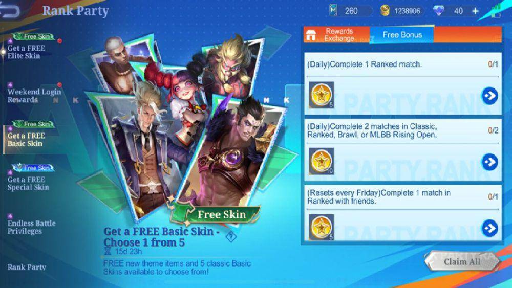 event Rank Party berhadiah basic Skin (dok. Moonton/Mobile Legends: Bang Bang)