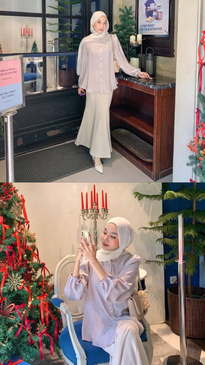 potret ide OOTD smart casual nuansa pastel ala Putri Nasya (instagram.com/nasya_rhmd)