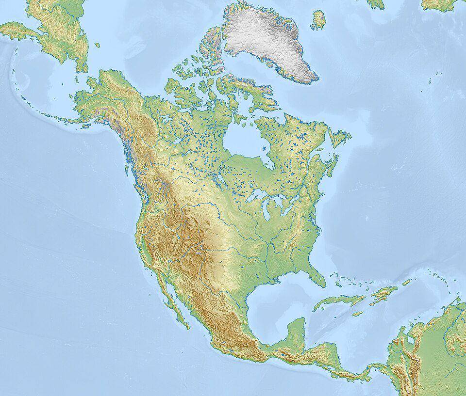 peta Amerika Utara yang jadi rumah bagi gurita merah pasifik timur (commons.wikimedia.org/Mapswire)