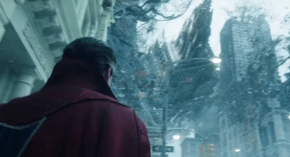 penampakan Bumi yang hancur karena incursions (dok. Marvel Studios/Doctor Strange in the Multiverse of Madness)
