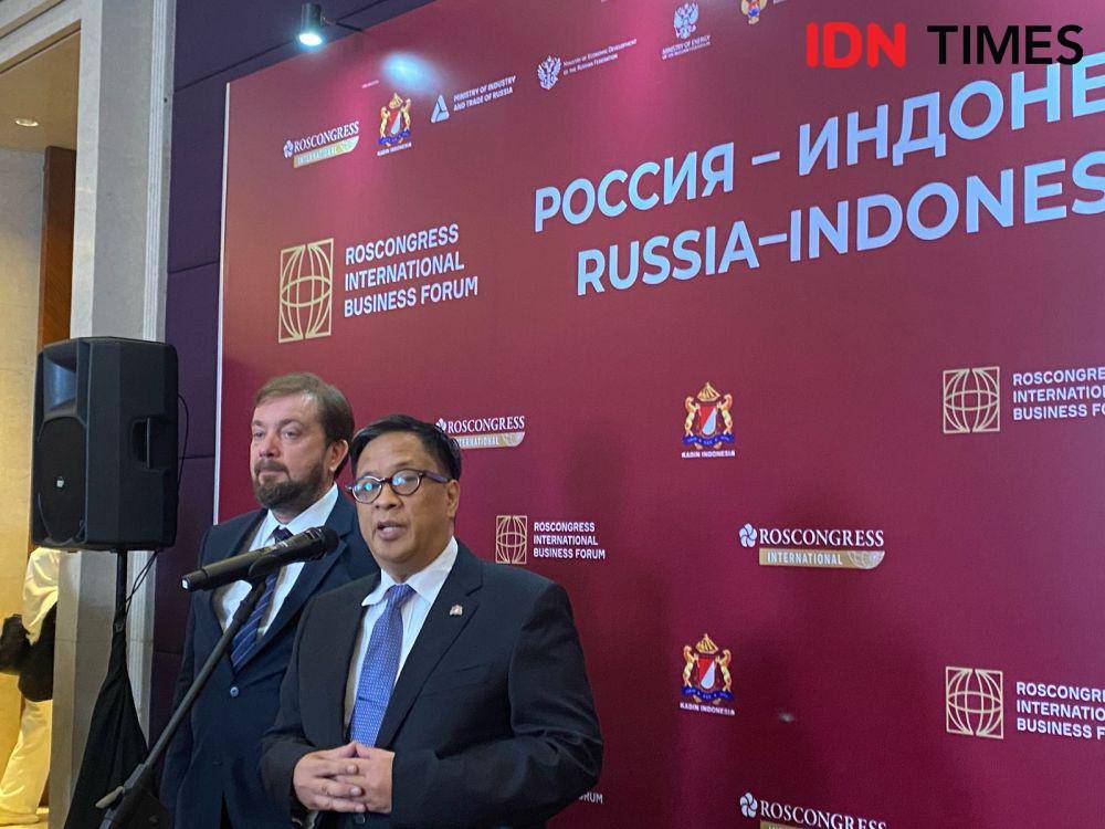 Ketua Komite Bilateral Rusia-Belarus KADIN, Didit Ratam, dalam Russia-Indonesia Business Forum di Jakarta, Senin (14/4/2025). (IDN Times/Marcheilla Ariesta)