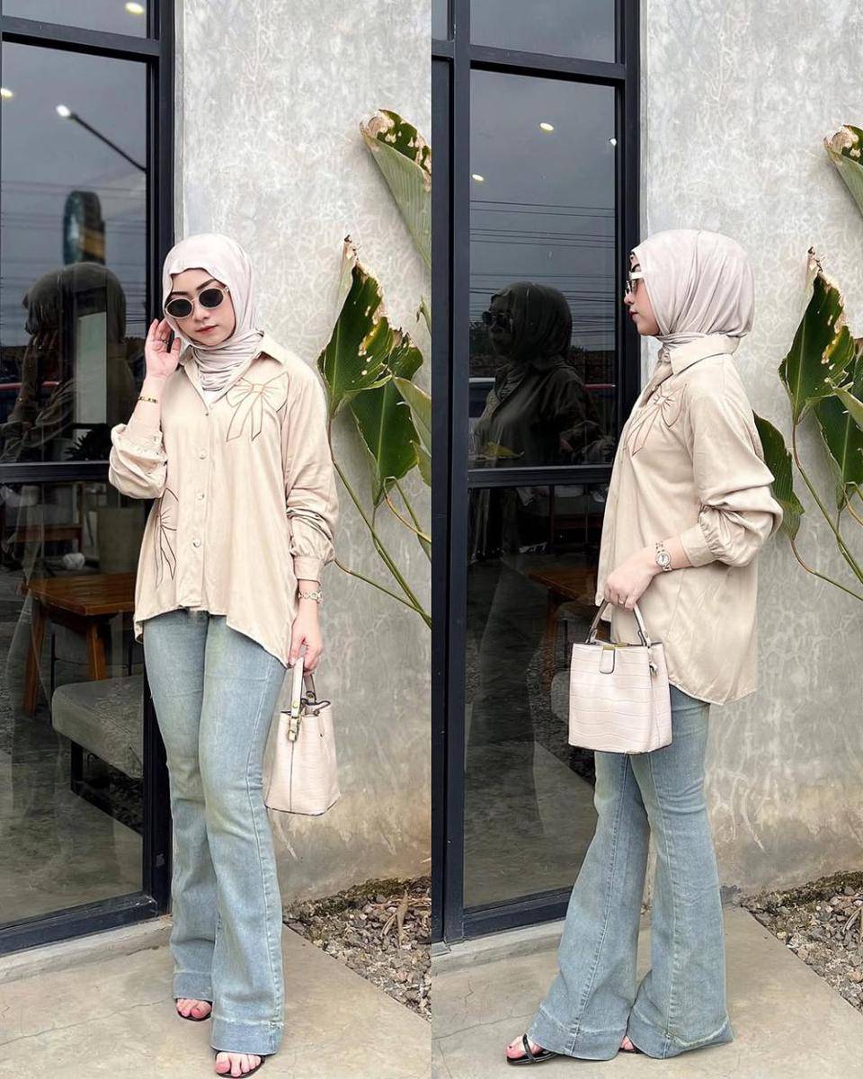 potret ide OOTD kasual serba kemeja yang anti monoton ala Cici (instagram.com/scimhrni)