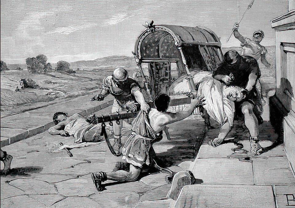 ilustrasi pembunuhan Cicero (commons.m.wikimedia.org/unspicified 19th century illustrator.1880.)