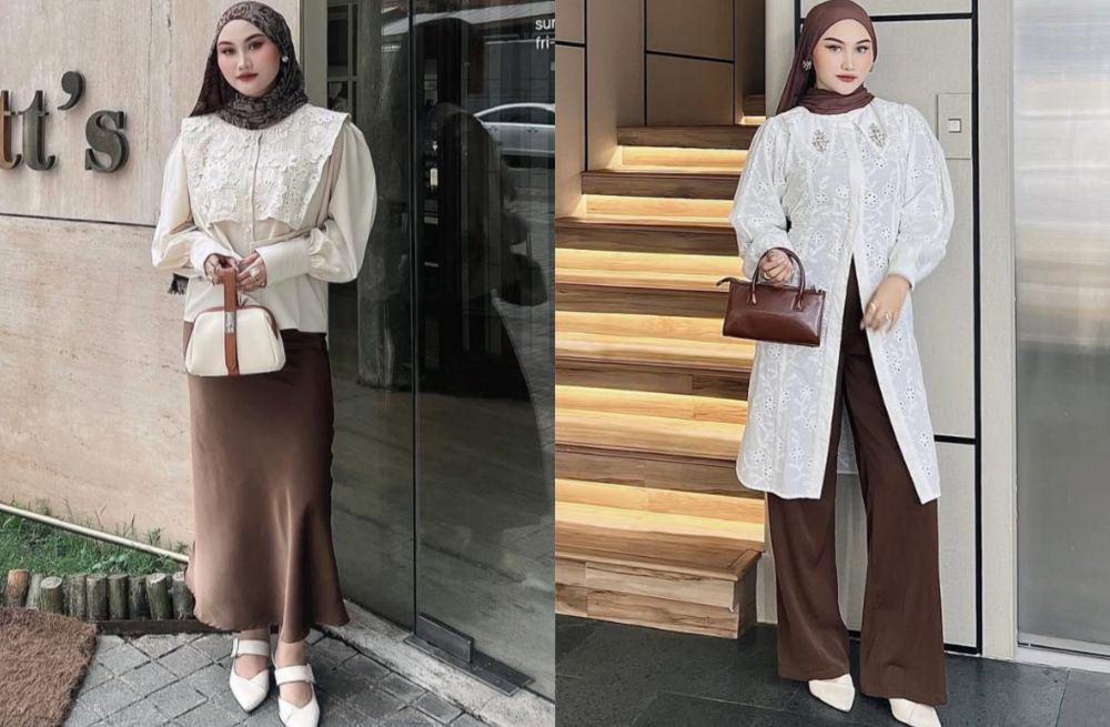 8 Ide Outfit Nuansa Cokelat ala Alsa Bitha, Earthy Look Style!